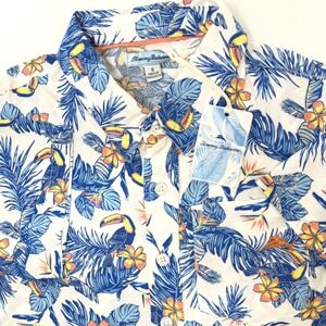 Tommy Bahama Boys Size 8 Tropical Toucan Palm Print Rayon Button Down Shirt NEW